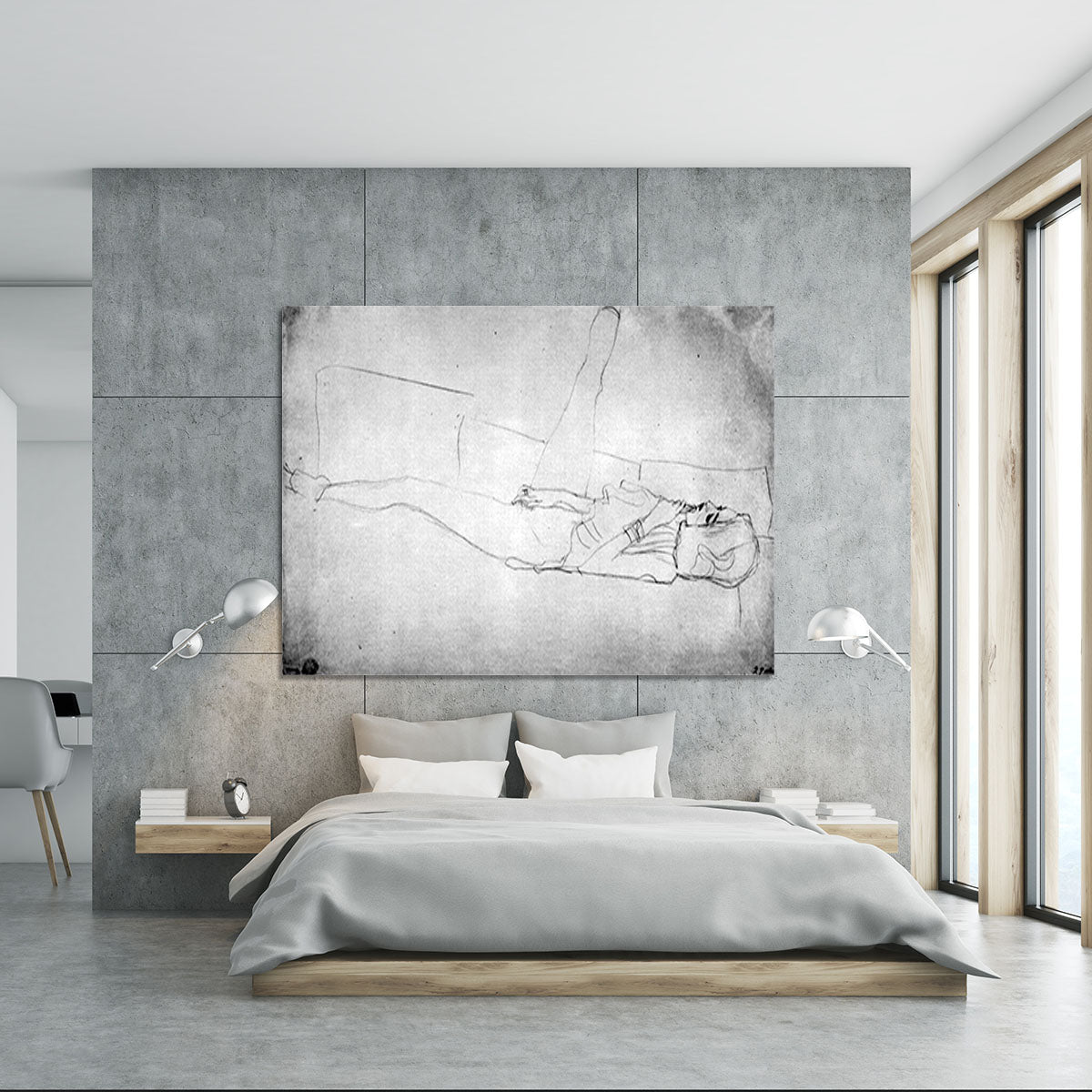 Liegender female with right leg by Klimt Canvas Print or Poster - Canvas Art Rocks - 5