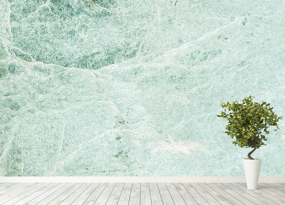 Light Green Cracked Marble Wall Mural Wallpaper - Canvas Art Rocks - 4