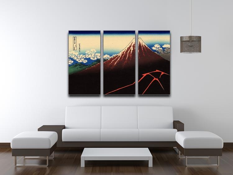Lightning below the summit by Hokusai 3 Split Panel Canvas Print - Canvas Art Rocks - 3
