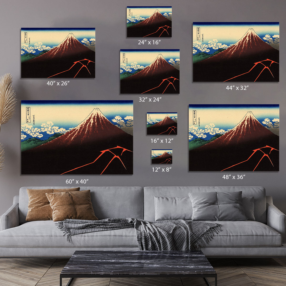 Lightning below the summit by Hokusai Canvas Print or Poster - Canvas Art Rocks - 7