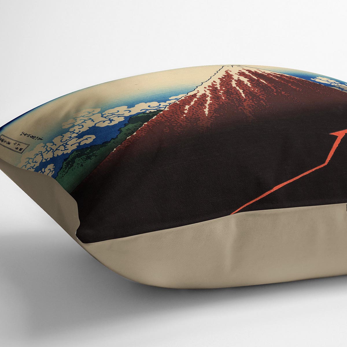 Lightning below the summit by Hokusai Cushion