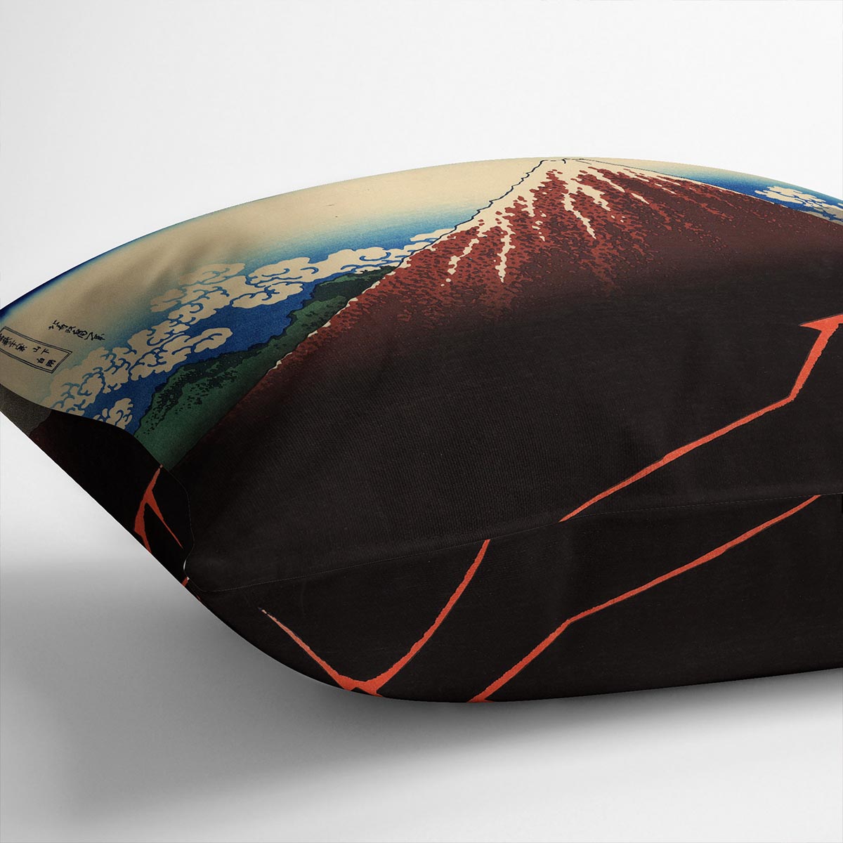 Lightning below the summit by Hokusai Cushion