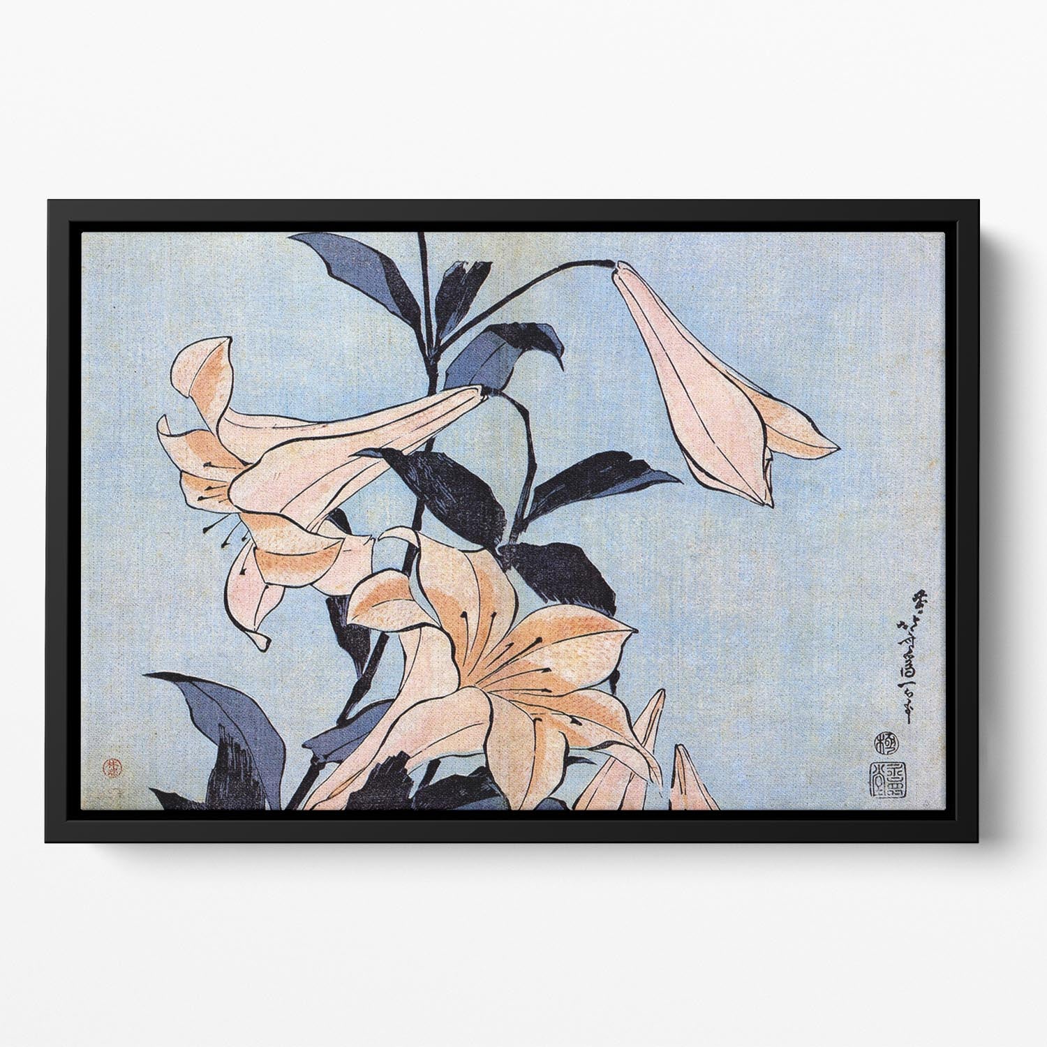 Lilies by Hokusai Floating Framed Canvas