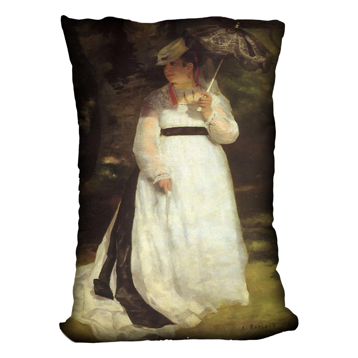 Lise with an Umbrella by Renoir Cushion
