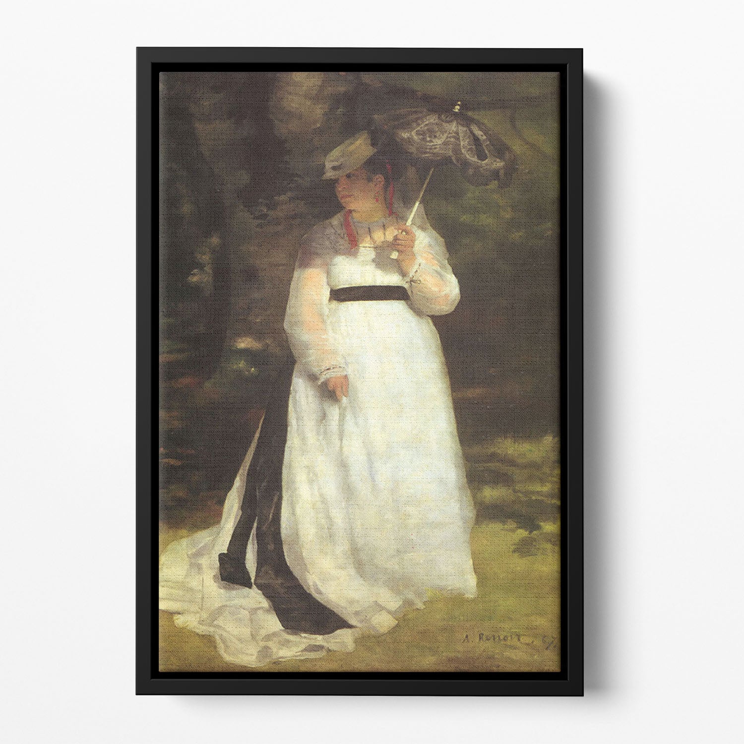 Lise with an Umbrella by Renoir Floating Framed Canvas