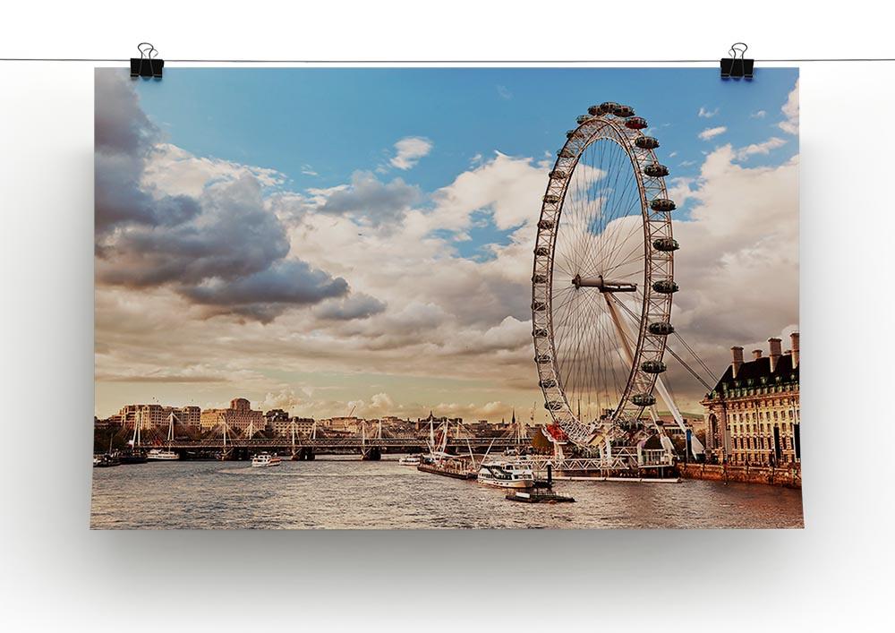 London Eye on River Thames Canvas Print or Poster - Canvas Art Rocks - 2