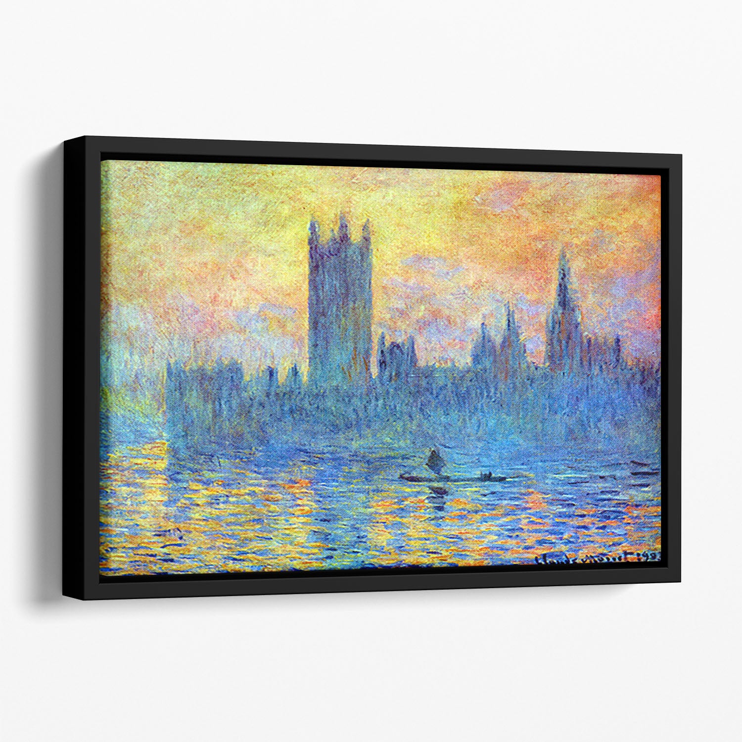 London Parliament in Winter by Monet Floating Framed Canvas