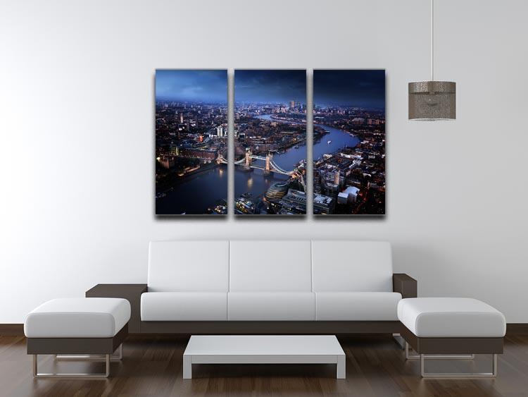 London aerial view with Tower Bridge 3 Split Panel Canvas Print - Canvas Art Rocks - 3