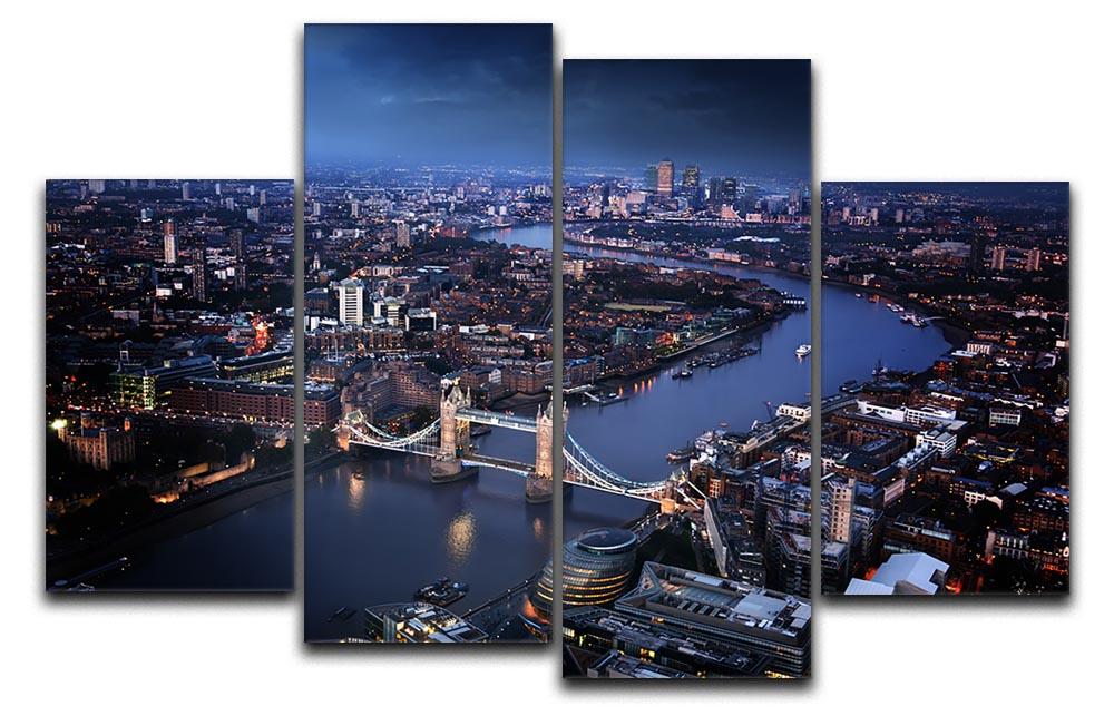 London aerial view with Tower Bridge 4 Split Panel Canvas - Canvas Art Rocks - 1