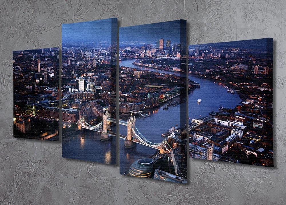 London aerial view with Tower Bridge 4 Split Panel Canvas - Canvas Art Rocks - 2