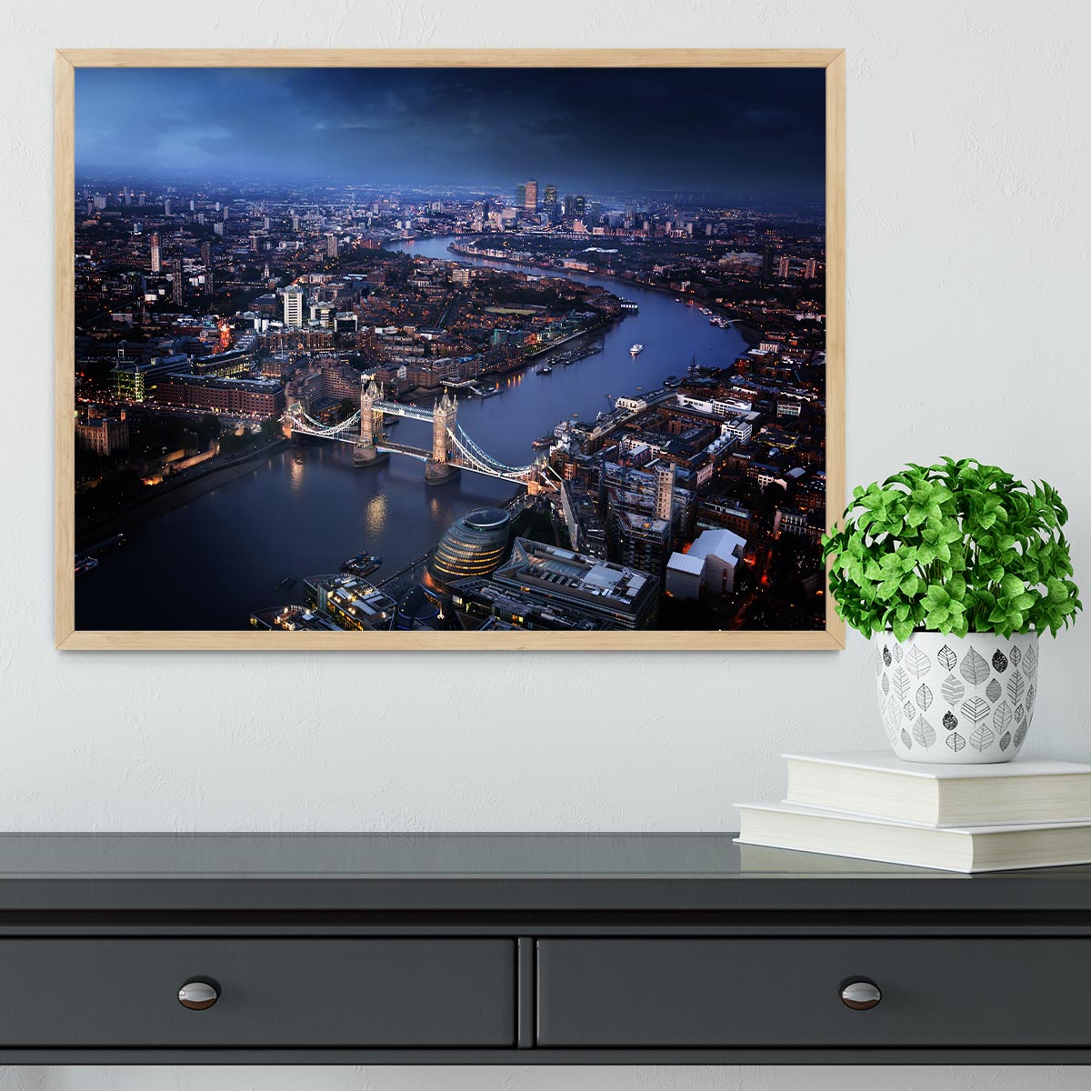London aerial view with Tower Bridge Framed Print - Canvas Art Rocks - 4