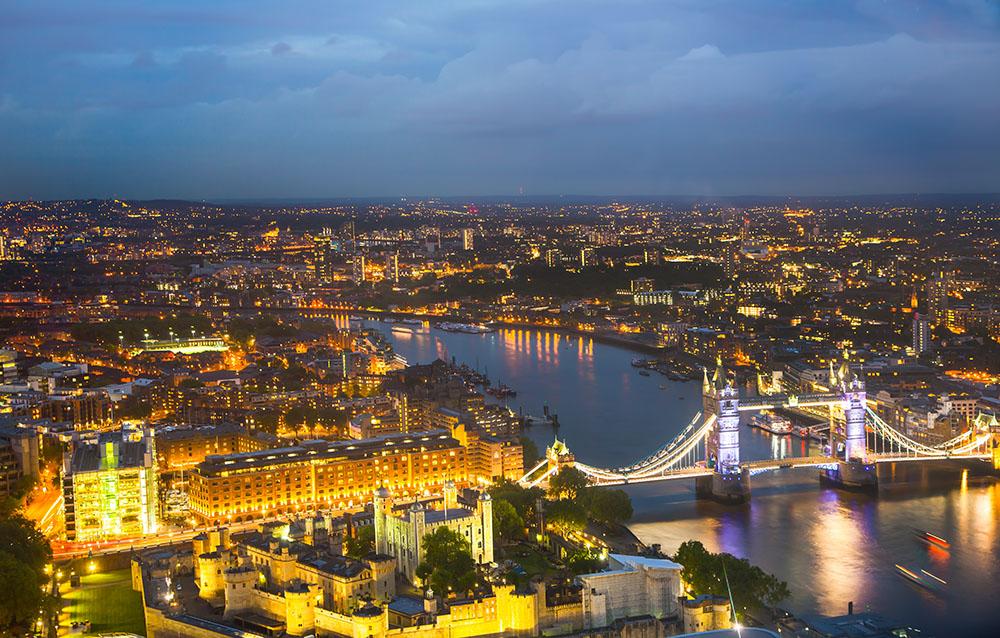 London at sunset City background Wall Mural Wallpaper - Canvas Art Rocks - 1
