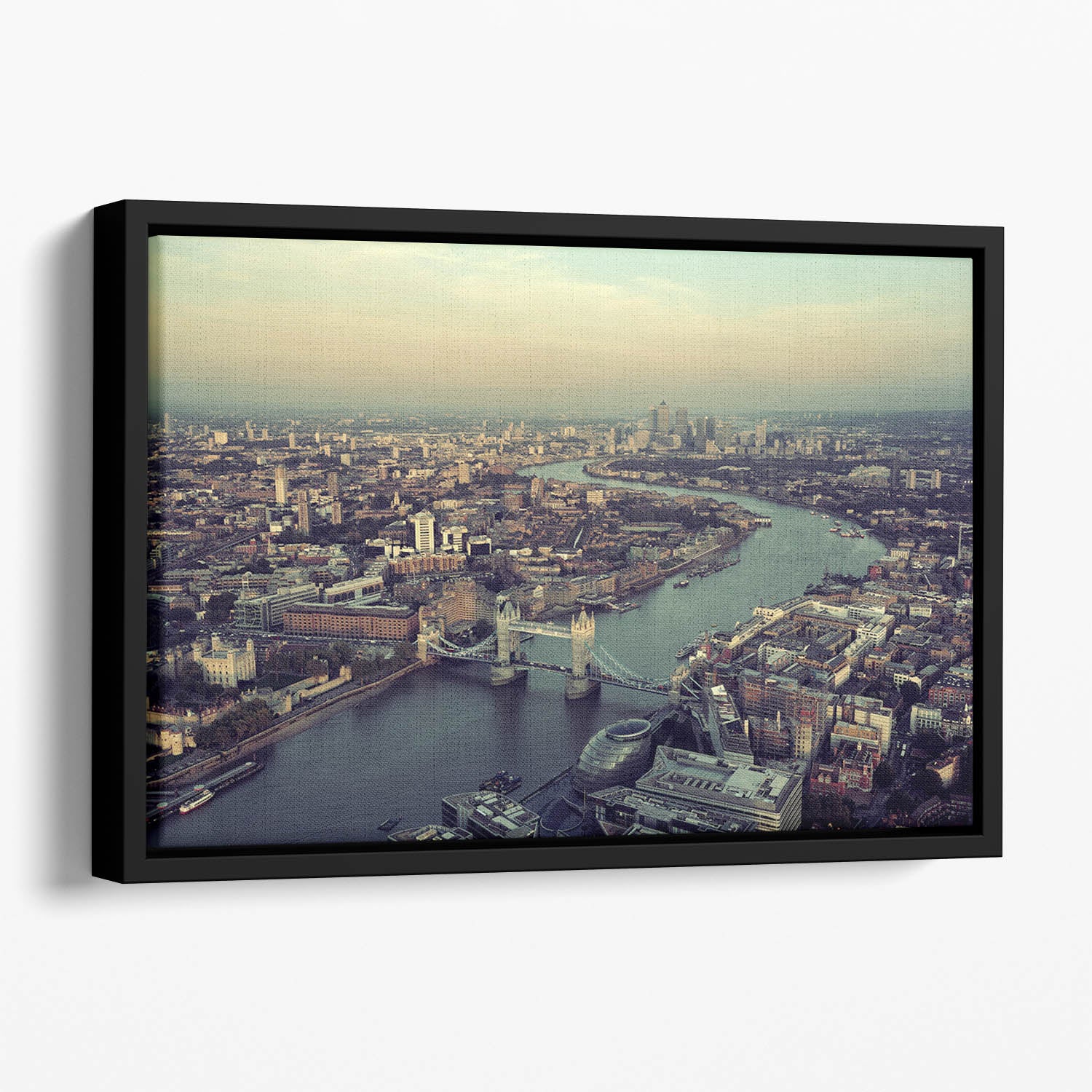 London rooftop view panorama at sunset Floating Framed Canvas