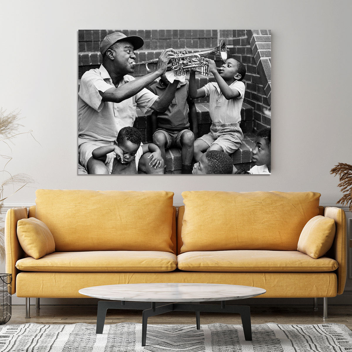 Louis Armstrong with kids Canvas Print or Poster - Canvas Art Rocks - 4