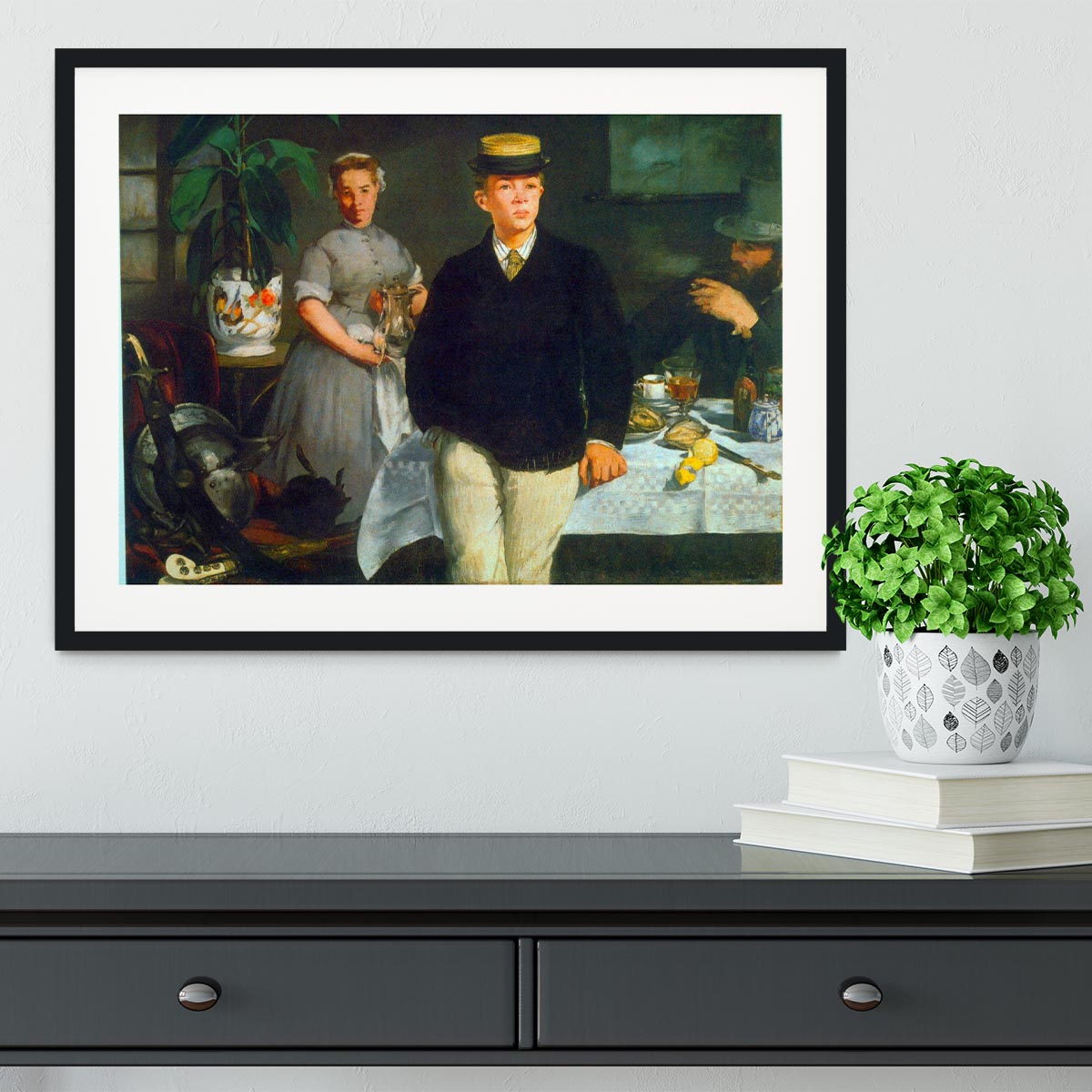 Luncheon by Manet Framed Print - Canvas Art Rocks - 1