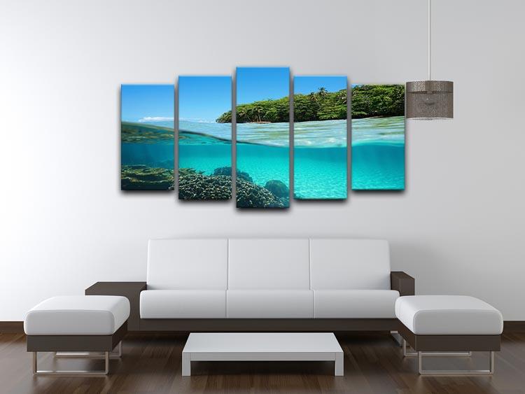 Lush tropical shore above waterline 5 Split Panel Canvas - Canvas Art Rocks - 3