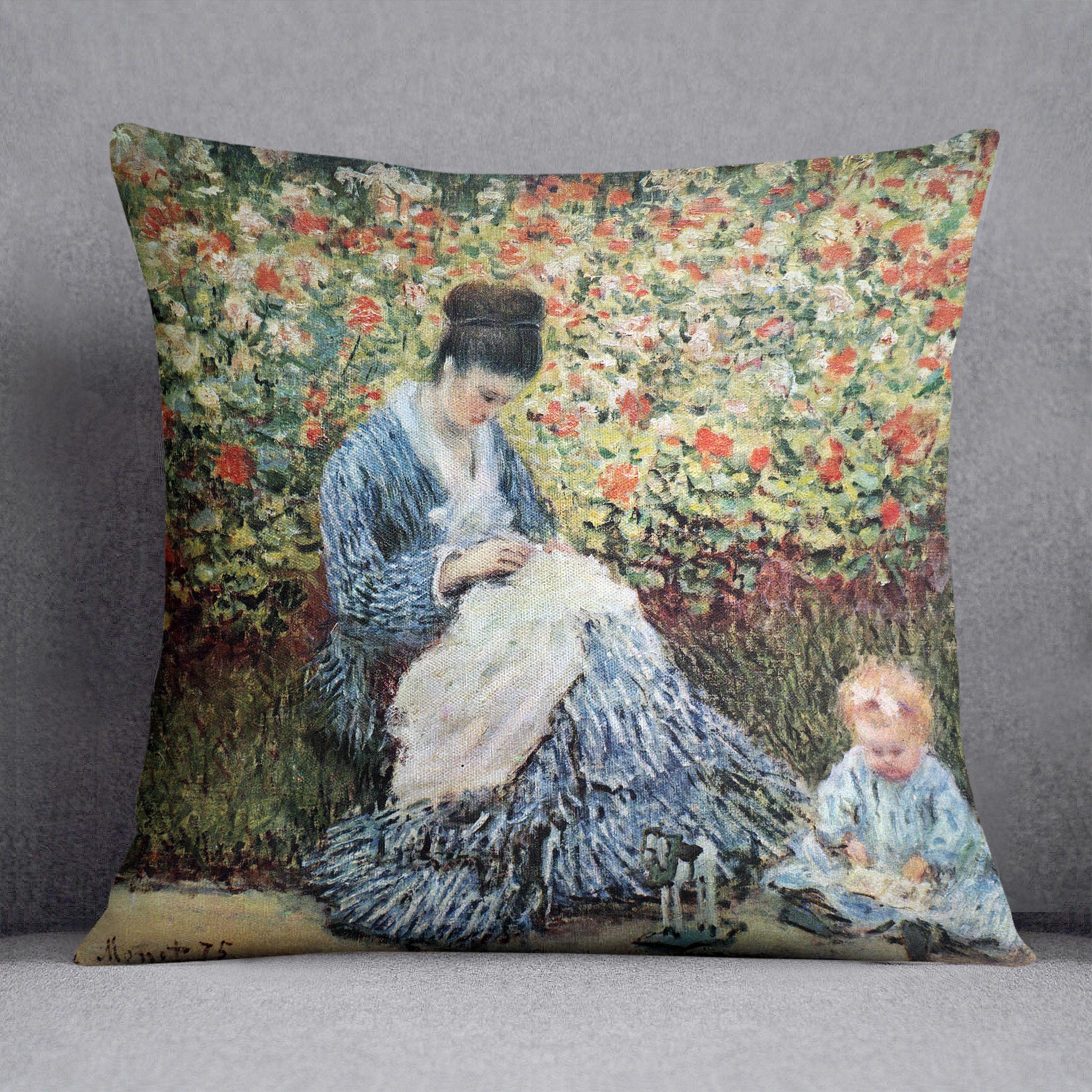 Madame Monet and child by Monet Cushion