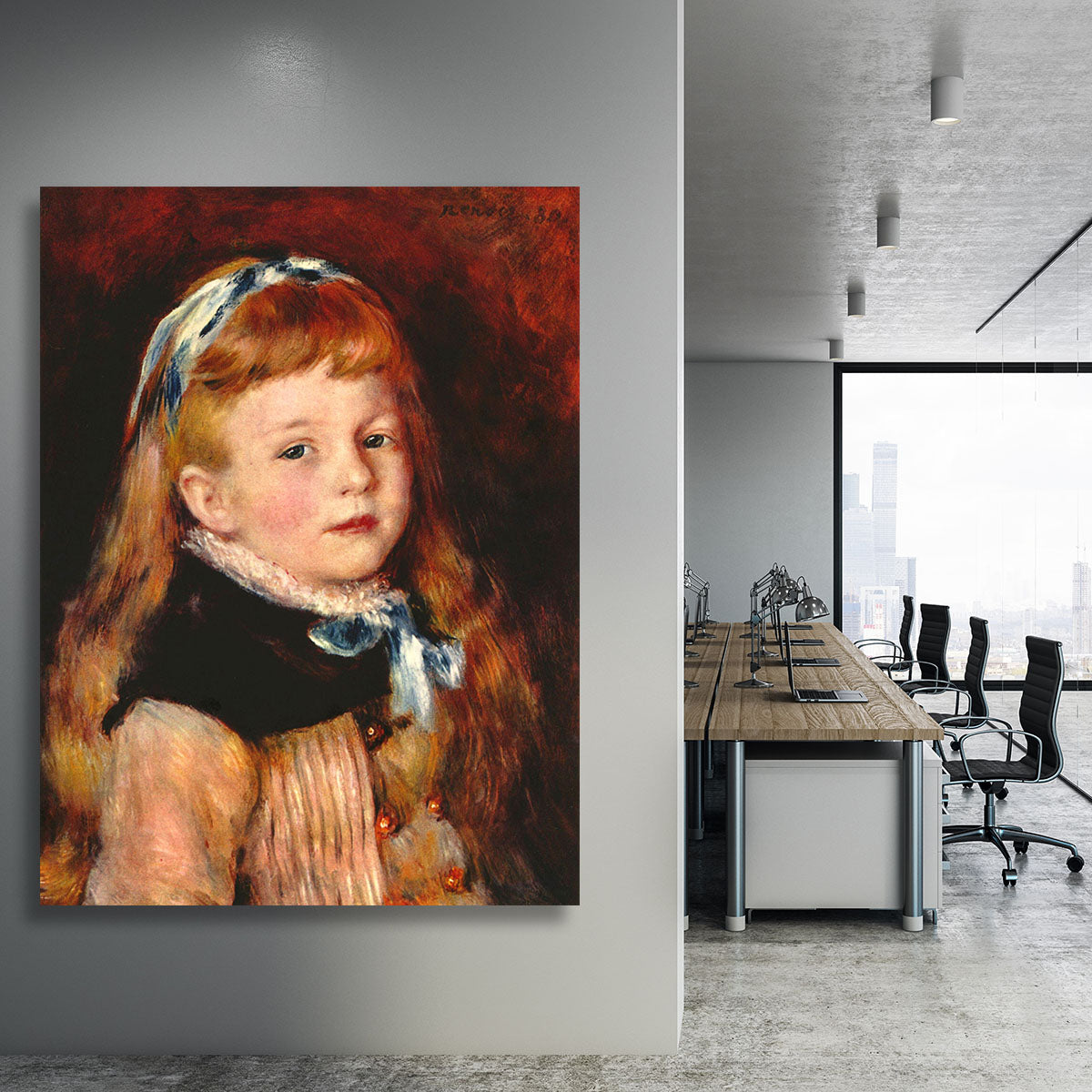 Mademoiselle Grimprel with blue hair band by Renoir Canvas Print or Poster - Canvas Art Rocks - 3