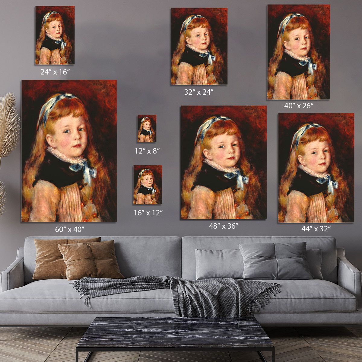 Mademoiselle Grimprel with blue hair band by Renoir Canvas Print or Poster - Canvas Art Rocks - 7