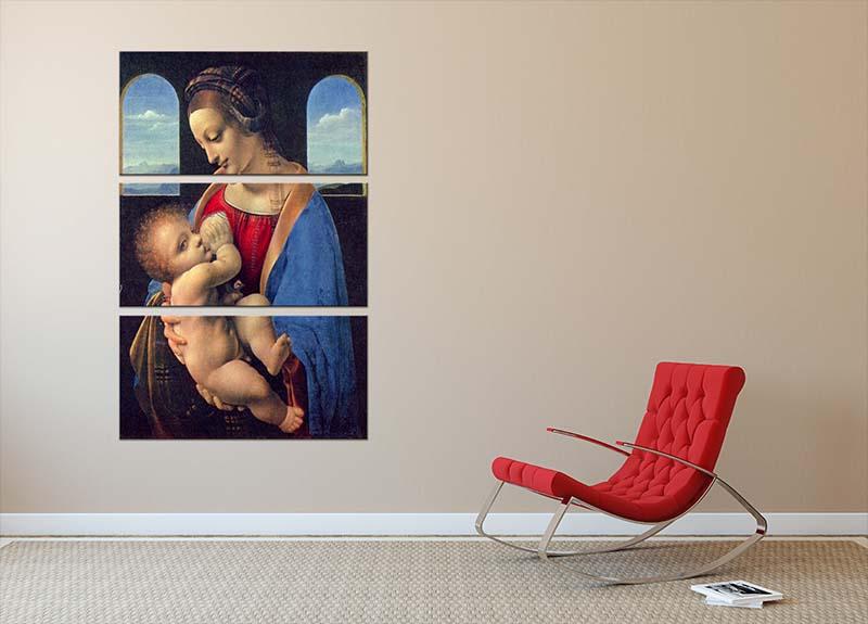 Madonna by Da Vinci 3 Split Panel Canvas Print - Canvas Art Rocks - 2