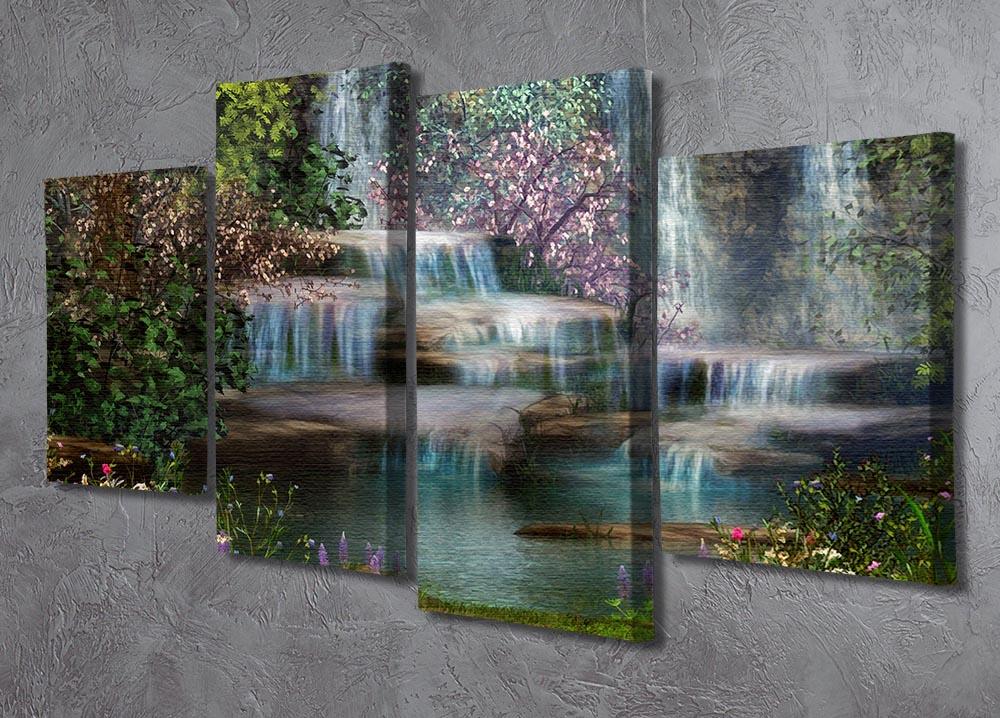 Magical landscape with waterfalls 4 Split Panel Canvas - Canvas Art Rocks - 2