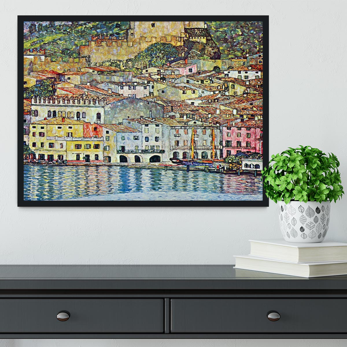 Malcena at the Gardasee by Klimt Framed Print - Canvas Art Rocks - 2