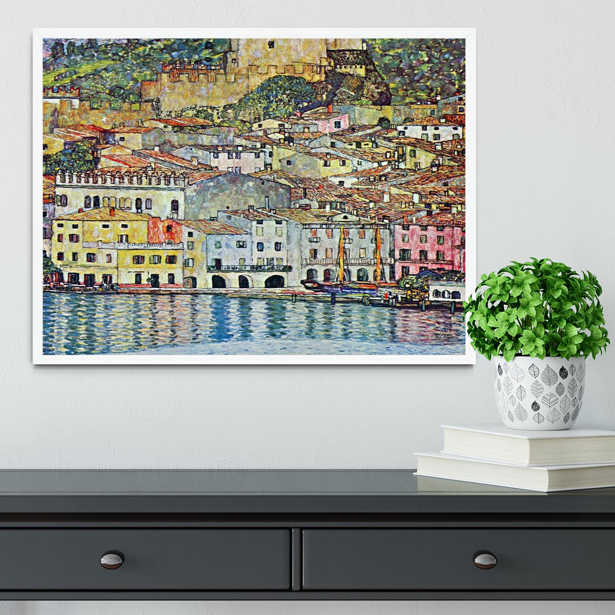 Malcena at the Gardasee by Klimt Framed Print - Canvas Art Rocks -6