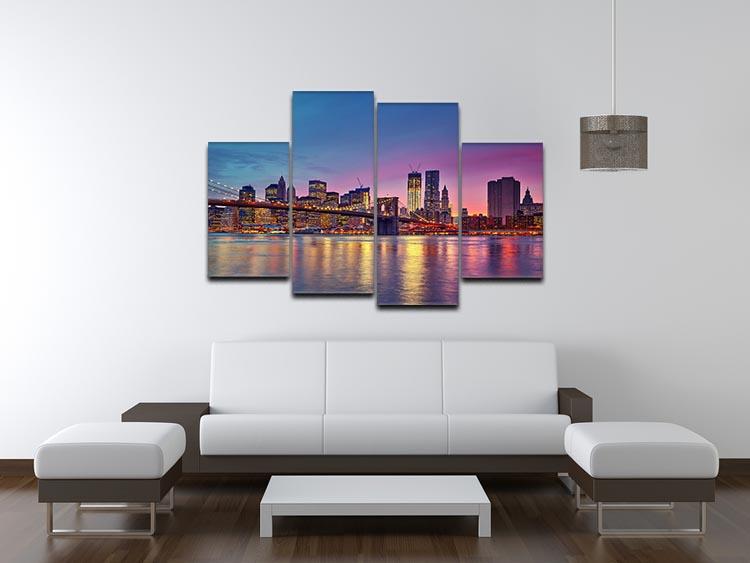Manhattan at dusk 4 Split Panel Canvas  - Canvas Art Rocks - 3
