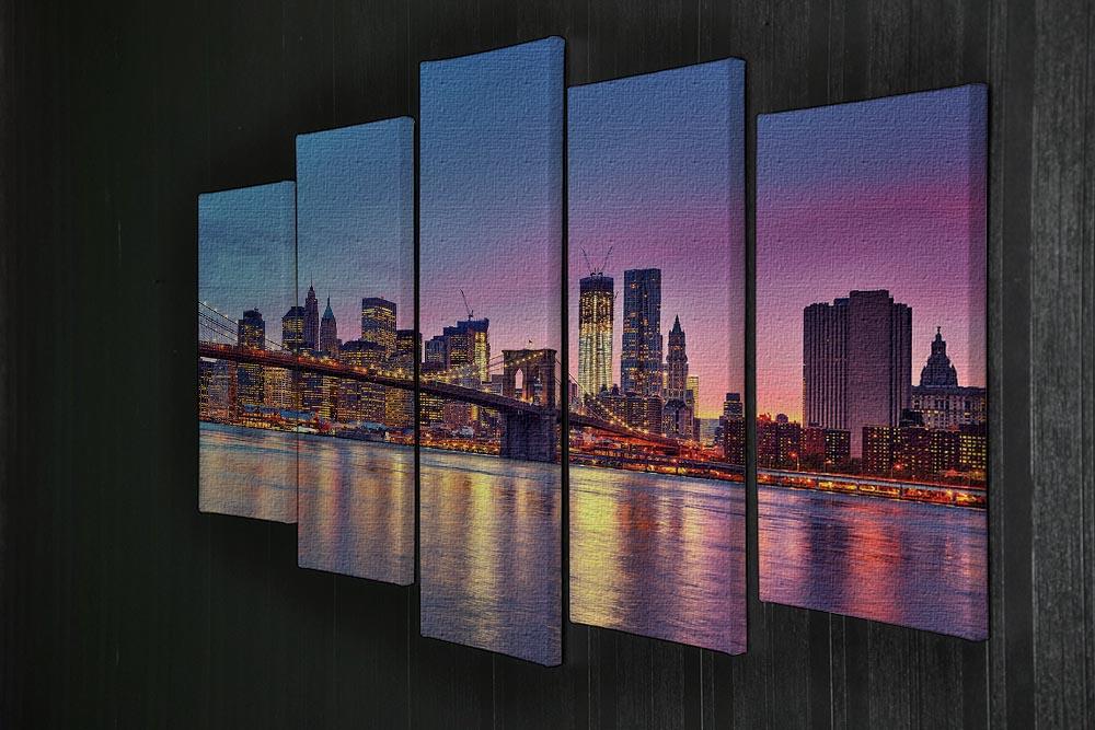 Manhattan at dusk 5 Split Panel Canvas - Canvas Art Rocks - 2