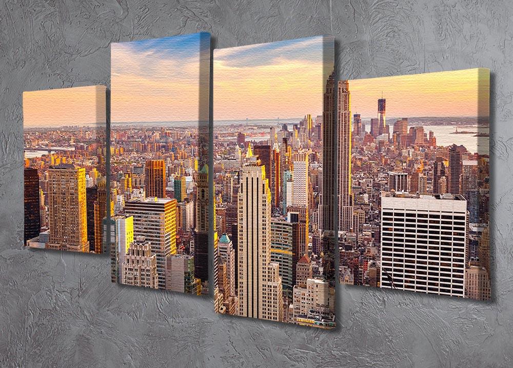Manhattan at sunset 4 Split Panel Canvas  - Canvas Art Rocks - 2