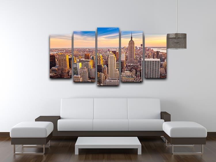 Manhattan at sunset 5 Split Panel Canvas - Canvas Art Rocks - 3