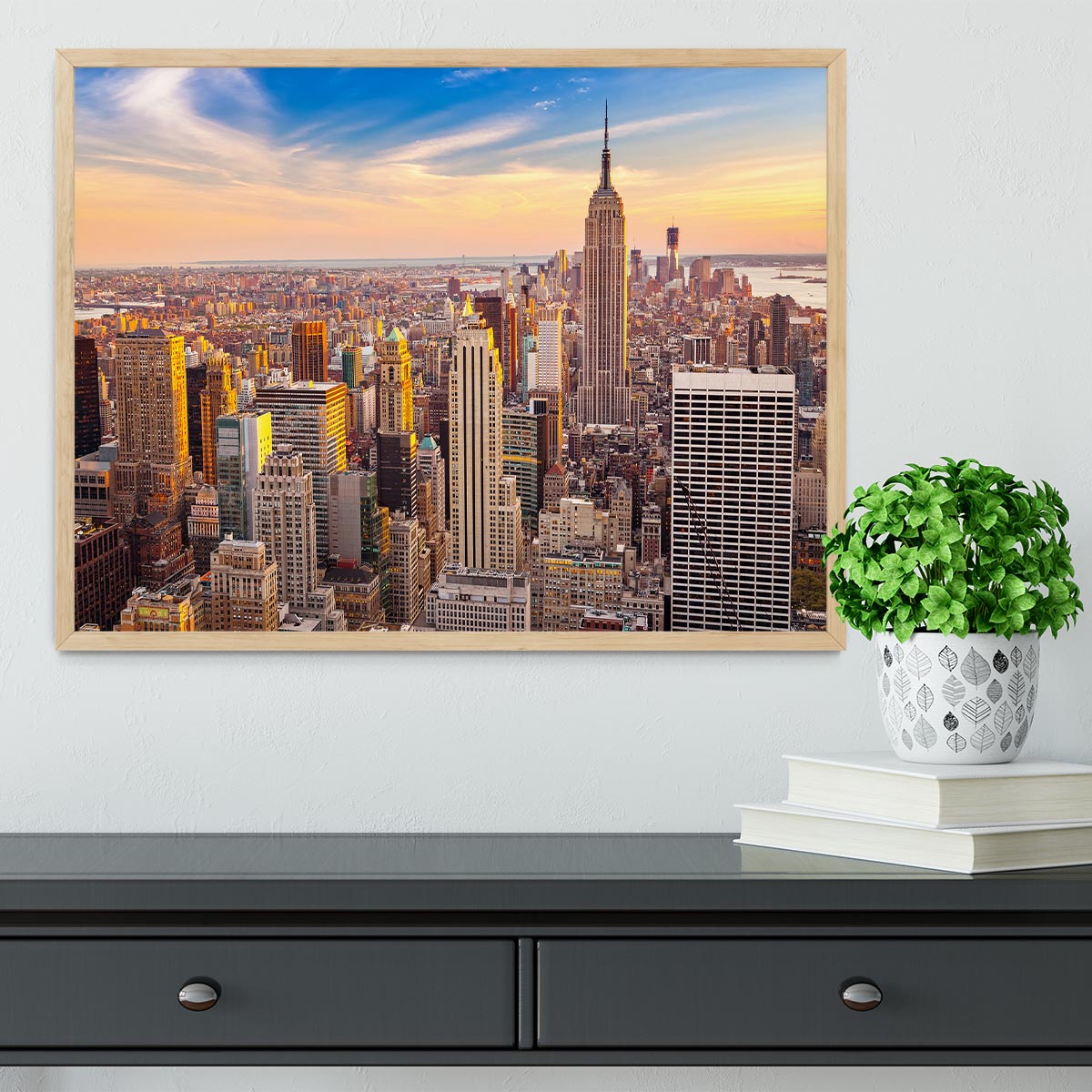 Manhattan at sunset Framed Print - Canvas Art Rocks - 4