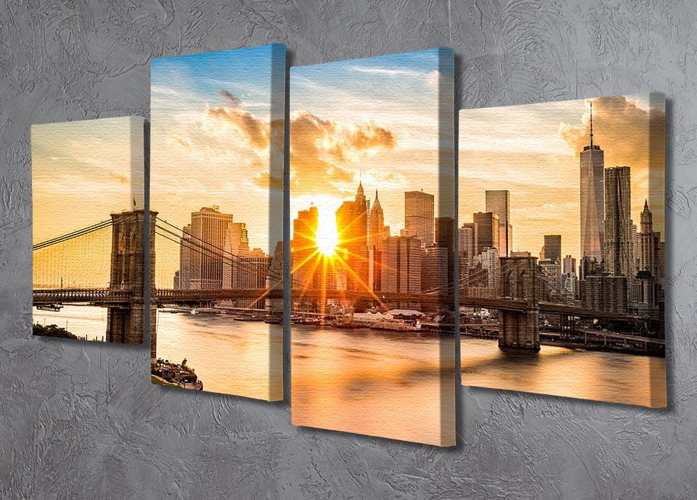 Manhattan skyline at sunset 4 Split Panel Canvas - Canvas Art Rocks - 2