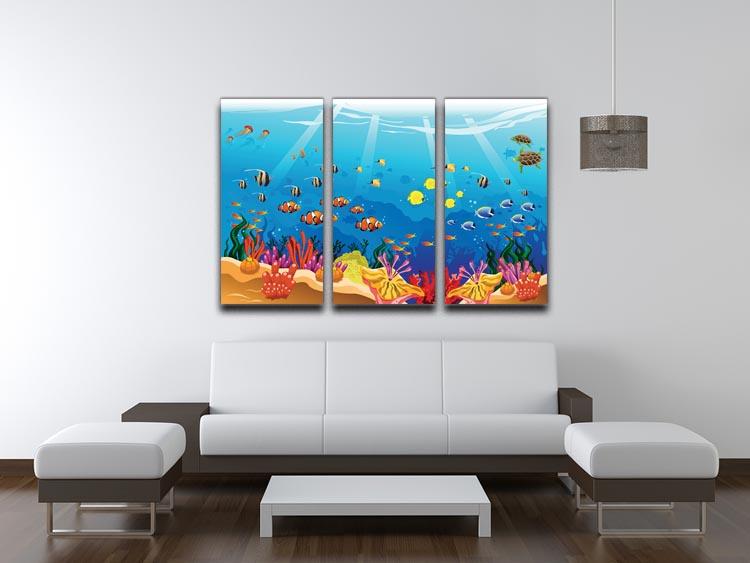 Marine underwater scene 3 Split Panel Canvas Print - Canvas Art Rocks - 3