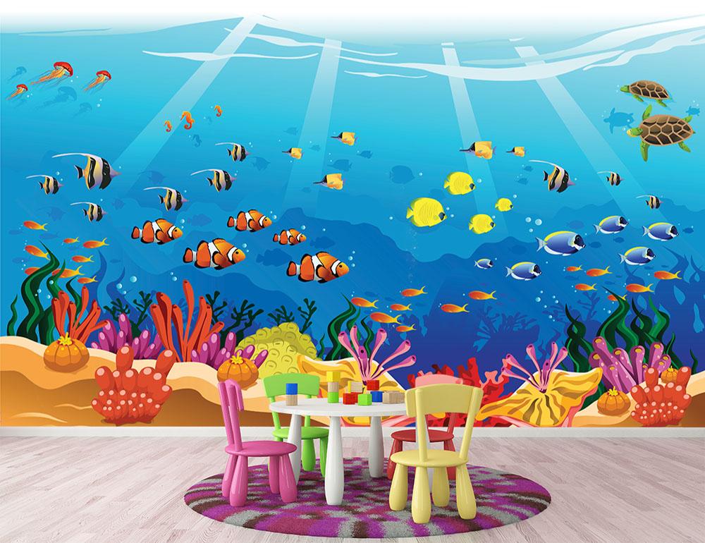 Marine underwater scene Wall Mural Wallpaper - Canvas Art Rocks - 2