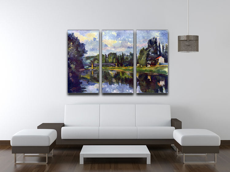 Marne Shore by Cezanne 3 Split Panel Canvas Print - Canvas Art Rocks - 3