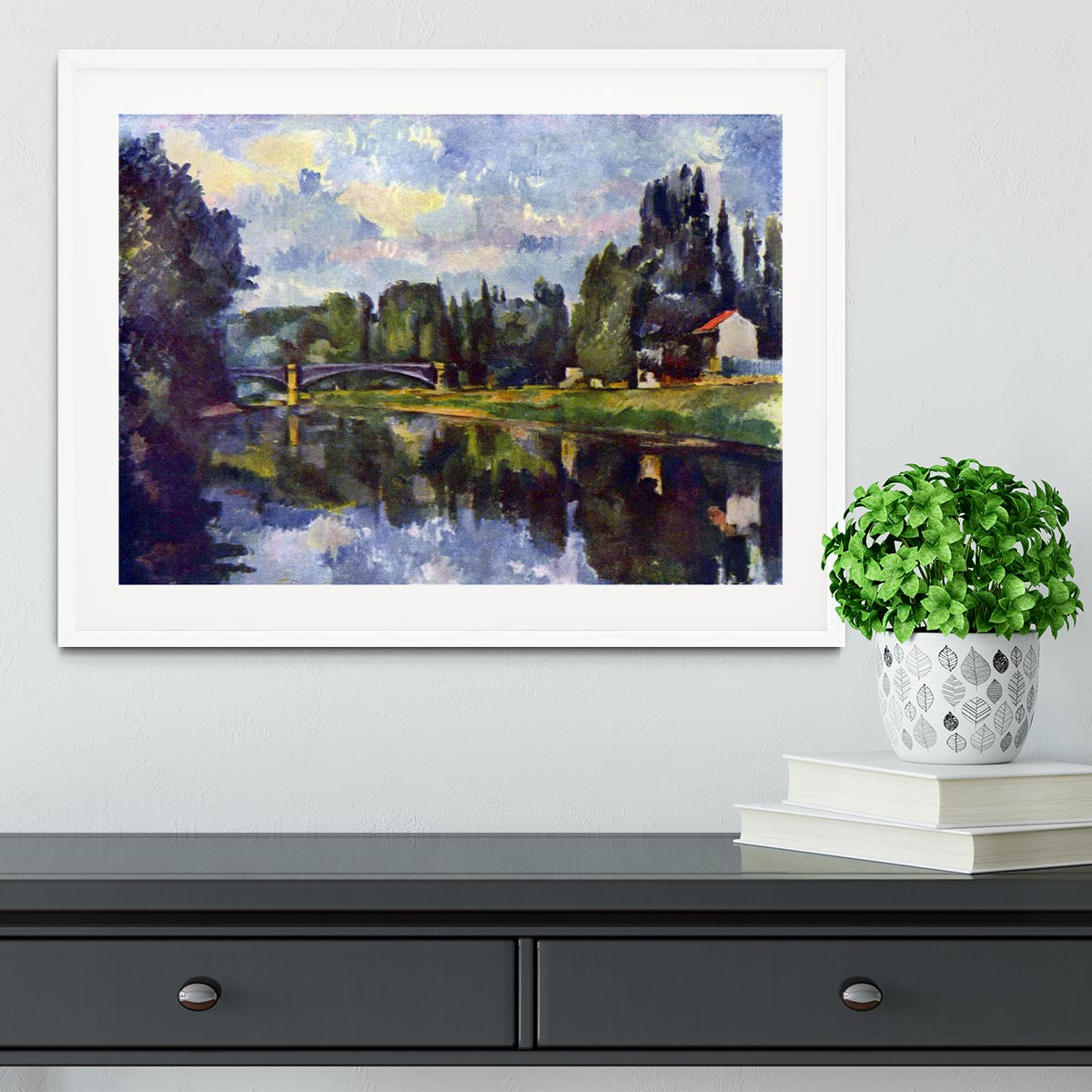 Marne Shore by Cezanne Framed Print - Canvas Art Rocks - 5