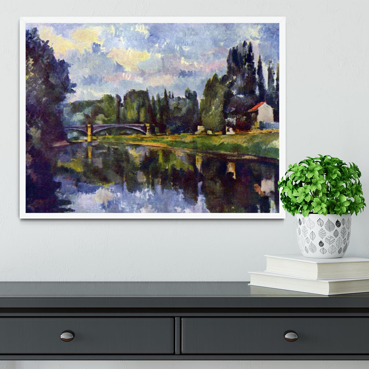 Marne Shore by Cezanne Framed Print - Canvas Art Rocks -6