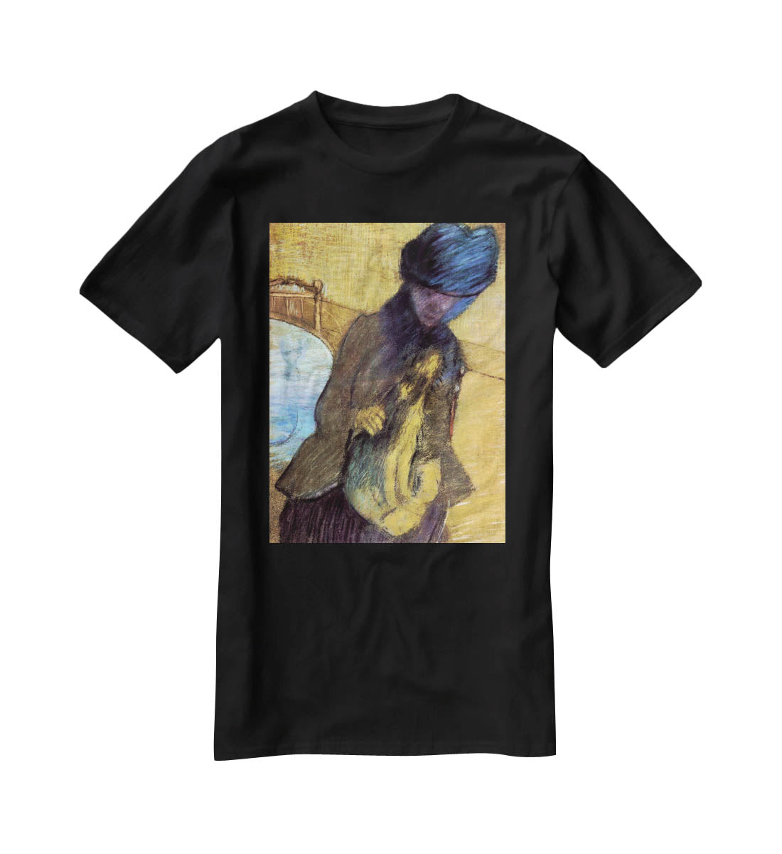 Mary Cassatt with her dog by Degas T-Shirt - Canvas Art Rocks - 1