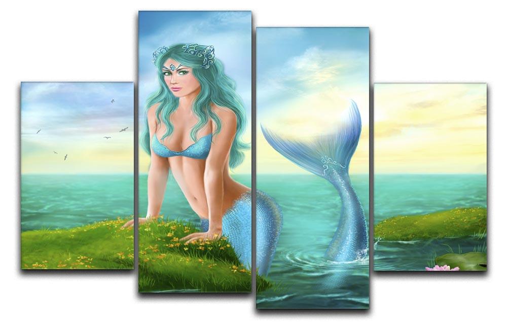 Mermaid in sea 4 Split Panel Canvas - Canvas Art Rocks - 1