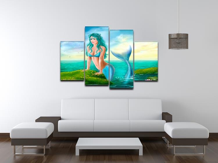 Mermaid in sea 4 Split Panel Canvas - Canvas Art Rocks - 3