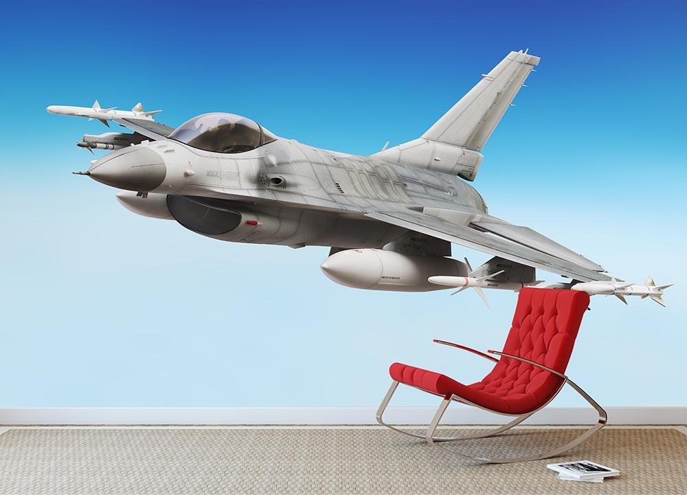 Military fighter jet close up Wall Mural Wallpaper - Canvas Art Rocks - 2