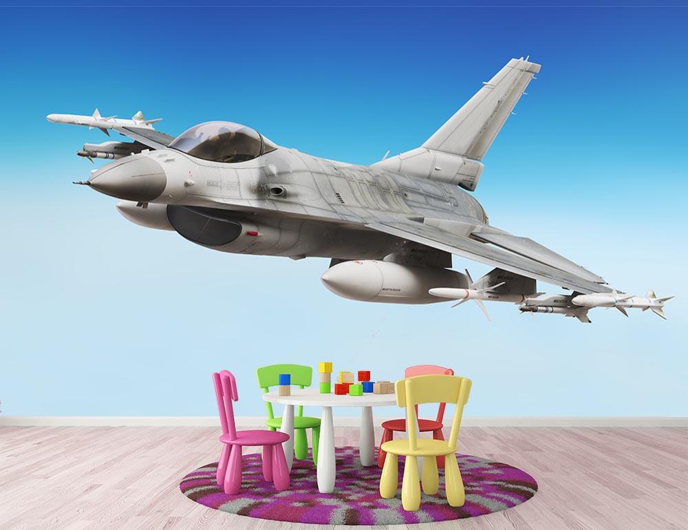 Military fighter jet close up Wall Mural Wallpaper - Canvas Art Rocks - 3