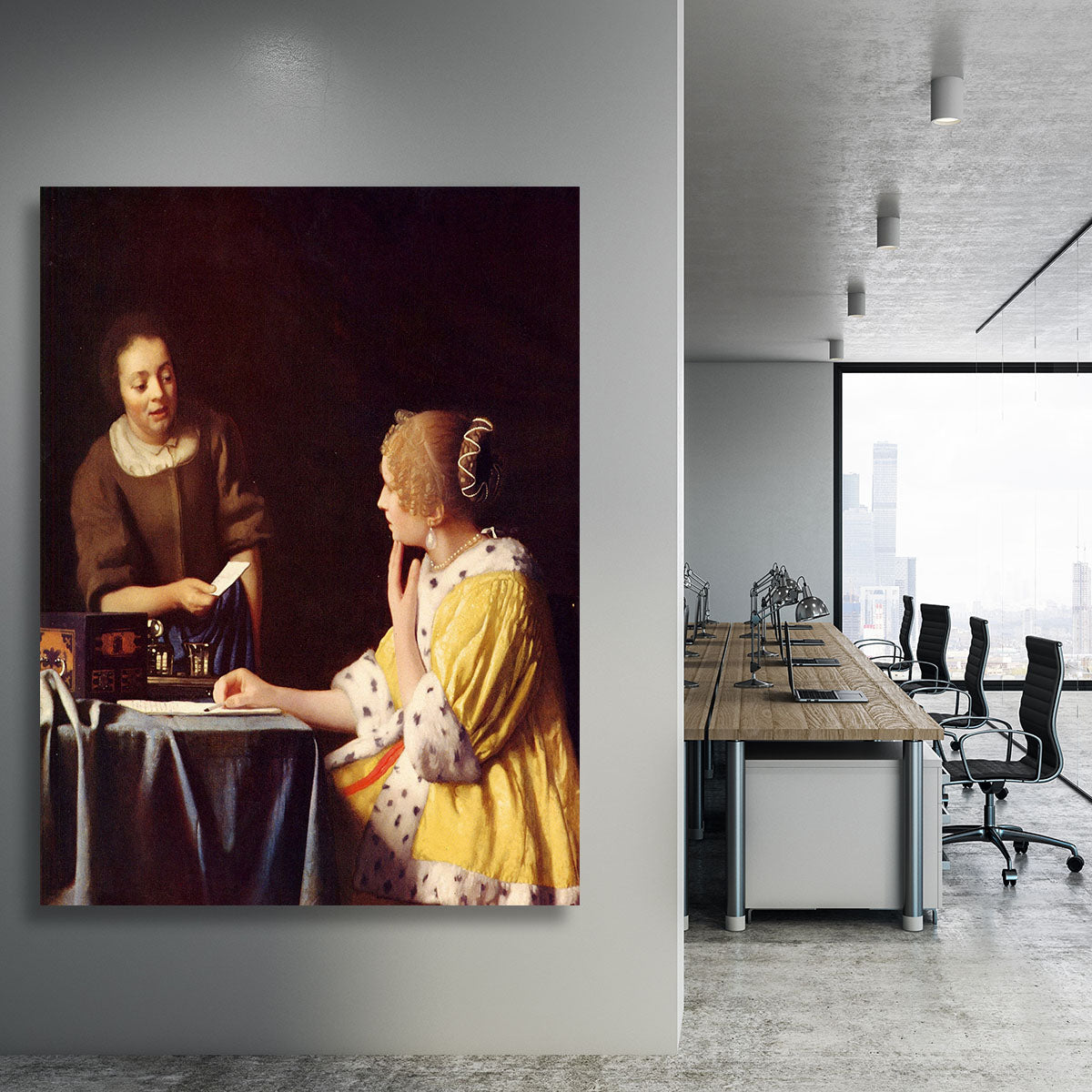 Mistress and maid by Vermeer Canvas Print or Poster - Canvas Art Rocks - 3