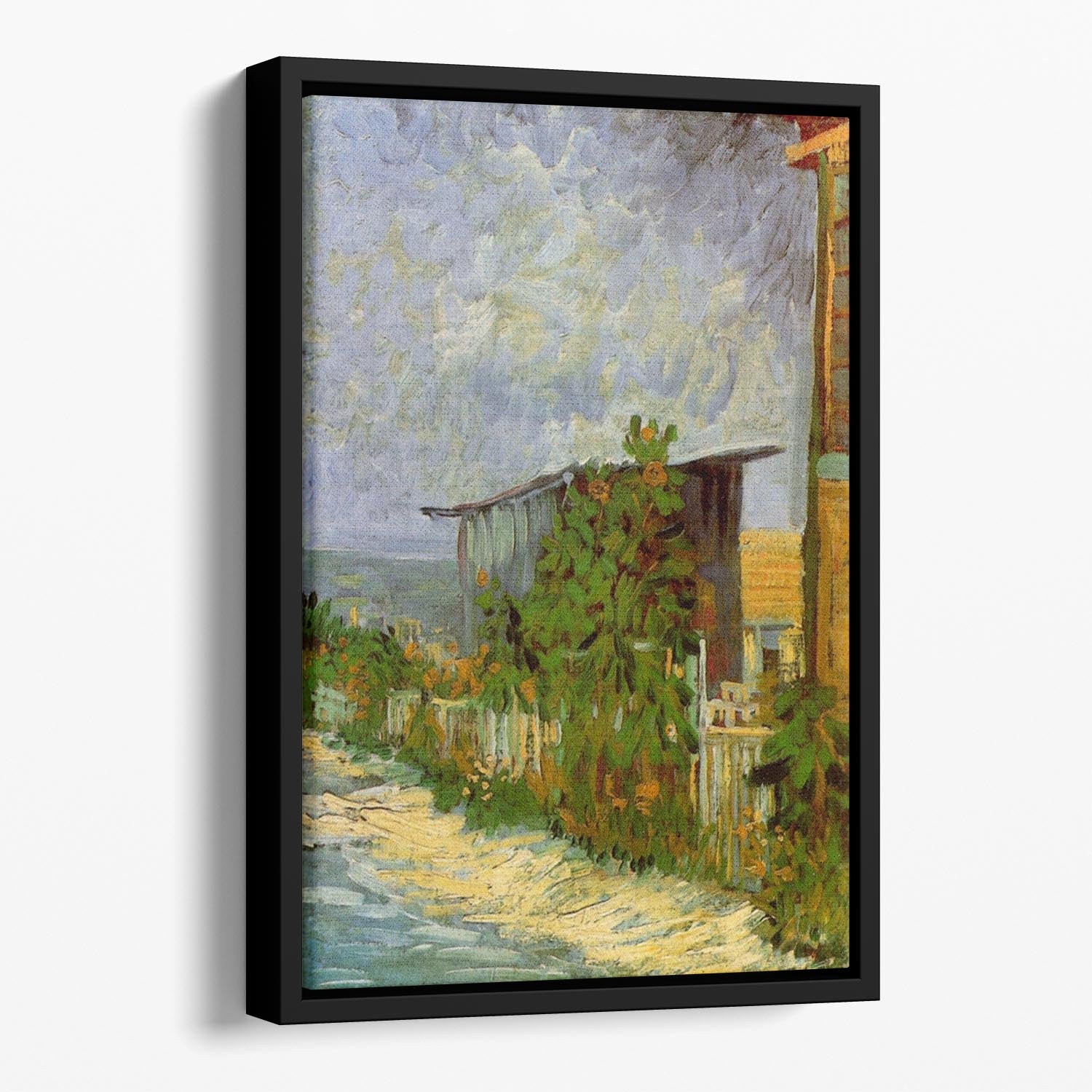 Montmartre Path with Sunflowers by Van Gogh Floating Framed Canvas