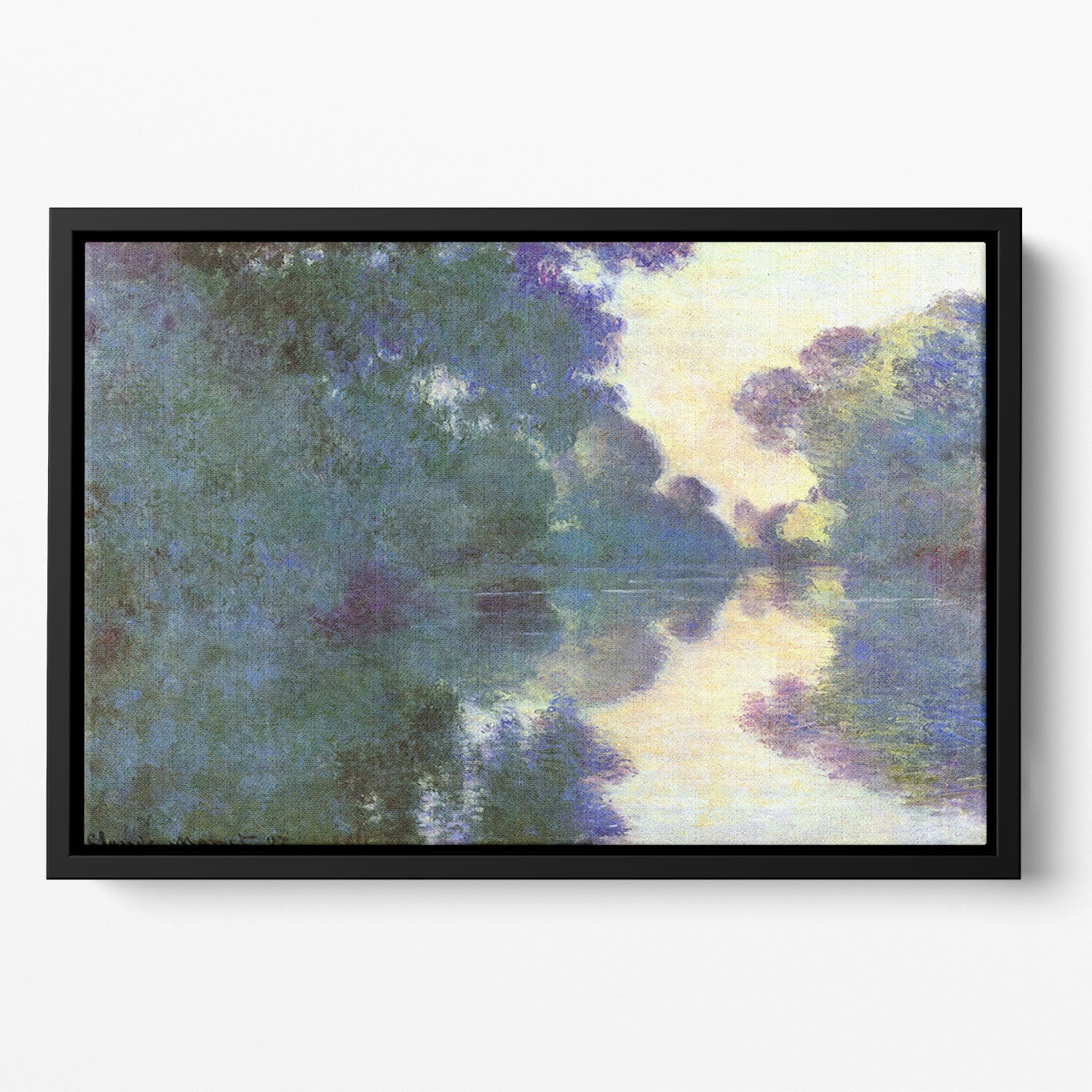 Morning on the Seine at Giverny by Monet Floating Framed Canvas