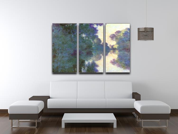 Morning on the Seine at Giverny by Monet Split Panel Canvas Print - Canvas Art Rocks - 4