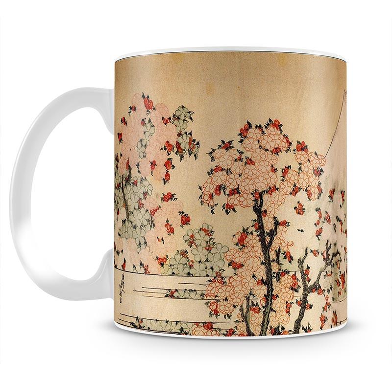 Mount Fuji behind cherry trees and flowers by Hokusai Mug - Canvas Art Rocks - 2