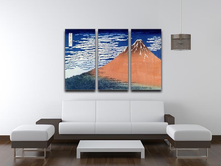 Mount Fuji by Hokusai 3 Split Panel Canvas Print - Canvas Art Rocks - 3