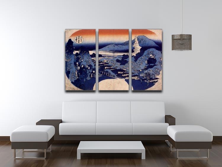 Mount Haruna by Hokusai 3 Split Panel Canvas Print - Canvas Art Rocks - 3